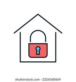 Quarantine related vector icon. Simple house icon with lock inside. Quarantine sign. Isolated on white background. Editable vector illustration