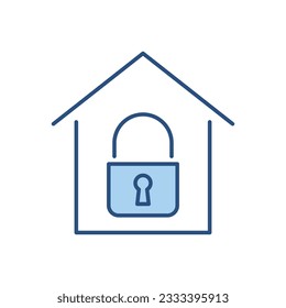 Quarantine related vector icon. Simple house icon with lock inside. Quarantine sign. Isolated on white background. Editable vector illustration