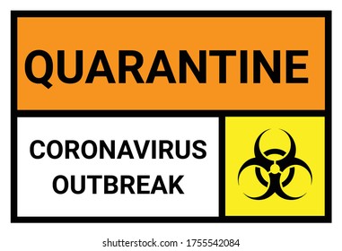 quarantine room sign, coronavirus outbreak. Poster or sticker template for a special room
