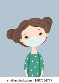 Quarantine. Sad girl in a medical mask