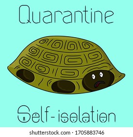 Quarantine and self isolation ironic illustration, vector graphics