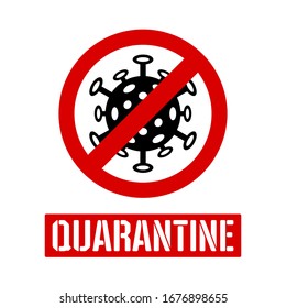 Quarantine Sign Flat Style Corona Virus Stock Vector (Royalty Free ...