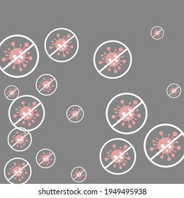 Quarantine Silver Stop Covid Red Forbidden Asian Flue Virus Wallpaper. Covid-19 Danger Sign Test Gray Negative Healthcare Backdrop. Coronavirus Sick Grey Pandemic Epidemic Restrictions Illustration.