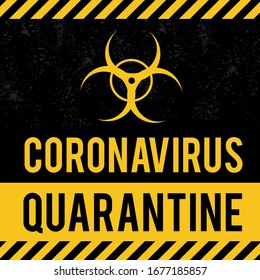 Quarantine sing. Stop Pandemic Coronavirus covid-19 2019-nCoV. Closed for quarantine notification.