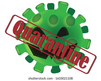 Quarantine stamp on kronavirus isolated on a white background.