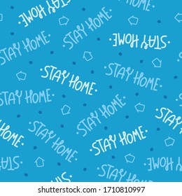 Quarantine stay home text seamless pattern. Vector background for COVID-19 pandemic alert designs.