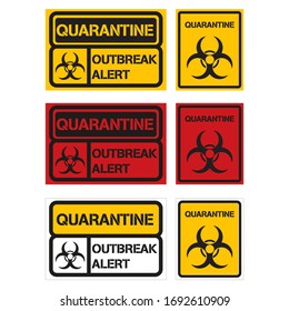Quarantine sticker. Outbreak alert. Vector icon.  Pandemic sign. Epidemic zone. World problem, virus spread.