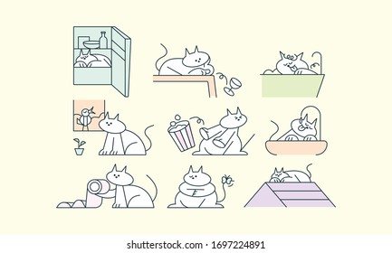 Quarantine tips from my cat concept design.Vector flat style illustration. Character design.