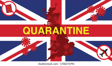 Quarantine uk Union Jack map Coronavirus pandemic 2020