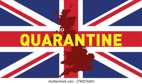 Quarantine uk Union Jack map Coronavirus pandemic 2020