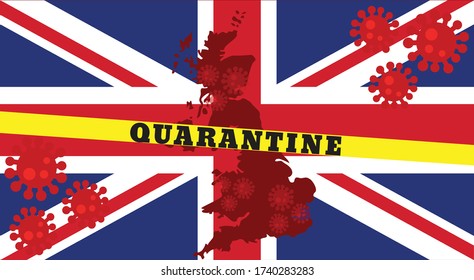 Quarantine uk Union Jack map Coronavirus pandemic 2020