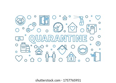 Quarantine vector thin line concept horizontal illustration or banner