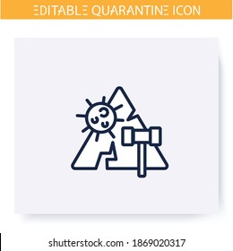 Quarantine violation line icon. Quarantine laws and crimes concept.Social isolation and covid19 spread prevention. Global viral pandemic fight. Isolated vector illustration. Editable stroke 