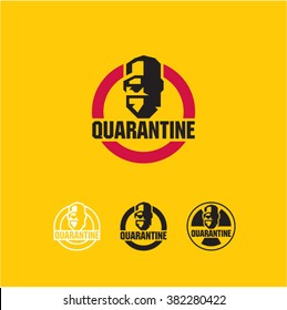 Quarantine, virus, surgeon, doctor icon, protective mask sign, biohazard quarantine area, radioactive