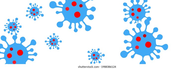 Quarantine Virus White Coronavirus Covid-19 Background. Horizontal Blue Epidemic Bright Pandemic Vibrant Healthcare Illustration. Test Red Sick Neon Danger Sign Science Vivid Medicine Wallpaper.
