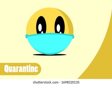 Quarantine yellow emoticon with background