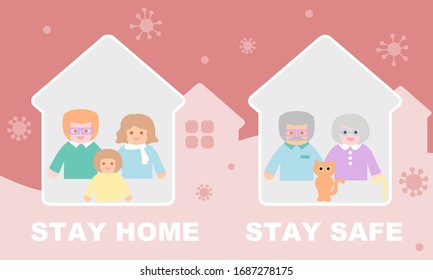 Quarantine - Young family and senior couple stay at home