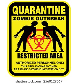 Quarantine, zombie outbreak, restricted area, sign vector