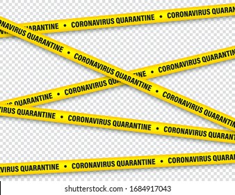 Quarantine zone warning tape. Novel coronavirus outbreak. Global lockdown. Coronavirus danger stripe. Police attention line. Vector illustration.