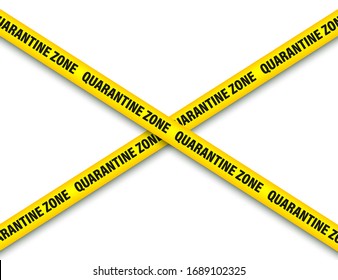 Quarantine zone warning tape. Novel coronavirus outbreak. Global lockdown. Coronavirus danger stripe. Police attention line. Vector illustration.