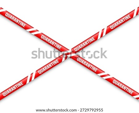 Quarantine zone warning tape. Novel coronavirus outbreak. Global lockdown. Red coronavirus danger stripe. Police caution line, restricted area. Construction tape. Vector illustration