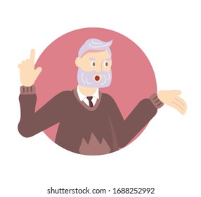 Quarantined people look out of the windows of their apartments. Old man applauds and thanks doctors. Flat Art Vector Illustration 