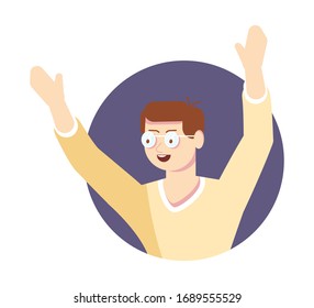 Quarantined people look out of the windows of their apartments. Man applauds and thanks doctors. Flat Art Vector Illustration 