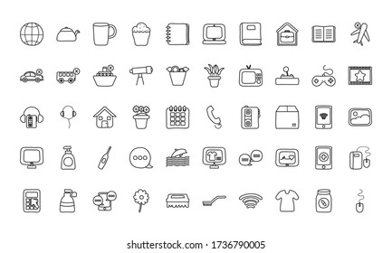 Quarentine icon set over white background, line style, vector illustration