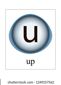 Up quark vector illustration. Quantum mechanics. Elementary particles.