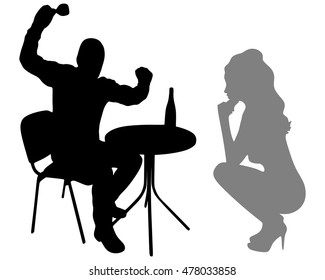 Quarrel between young couple , angry man and sad woman
