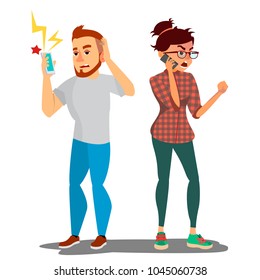 Quarrel Man And Woman Vector. Conflict. Disagreements. Quarreling People concept. Angry People. Shouting. Cartoon Illustration
