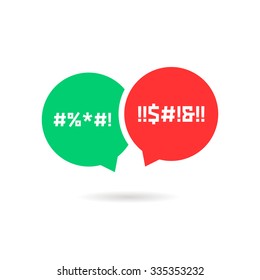 quarrel with speech bubbles. concept of parental advisory explicit content, cursing, hassle, divorce, obscene. isolated on white background. flat style trend modern logo design vector illustration