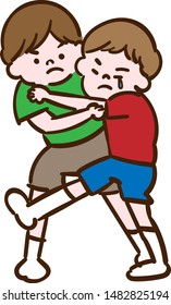 Quarrel, two children grab and keep