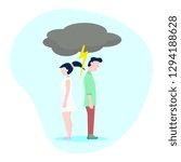 Quarrel. Unhappy couple. Flat style character vector illustration. Angry man and woman characters quarreling. People during conflict or disagreement. Quarreled couple. - Vector