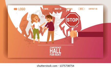 Quarrel vector web page people man woman character quarreling arguing, on backdrop family drama discussion illustration backdrop stop conflict web-site background.
