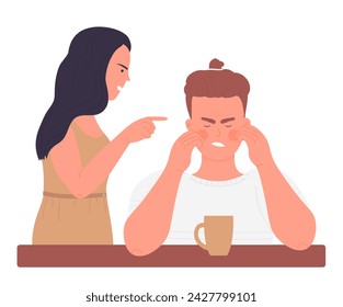 Quarrelling couple. Arguing man and woman, relationship conflict vector illustration