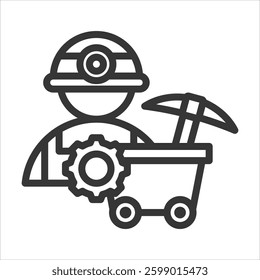 Quarry Manager Outline Icon Vector Illustration