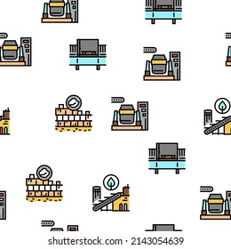 Quarry Mining Industrial Process Vector Seamless Pattern Thin Line Illustration