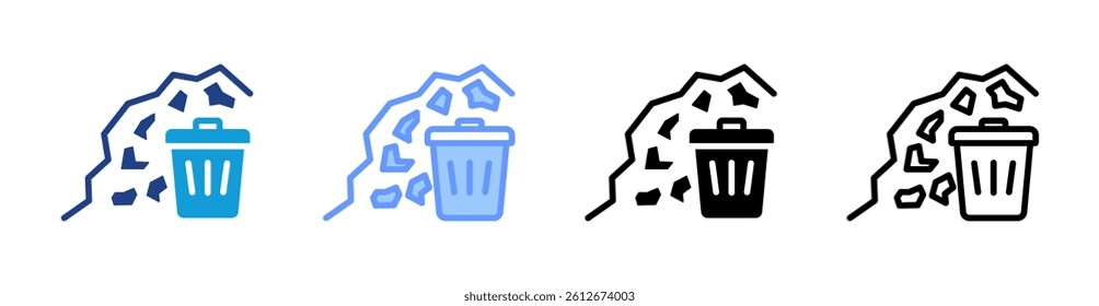 Quarry Waste icon set multiple style collection