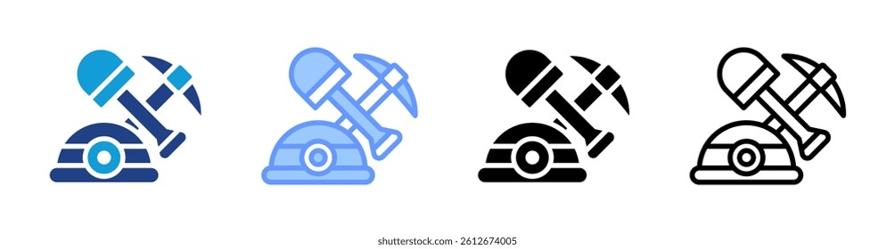 Quarrying Equipment icon set multiple style collection