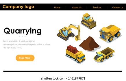  quarrying flat design website template easy to use Modern flat design.Vector illustration. EPS 10