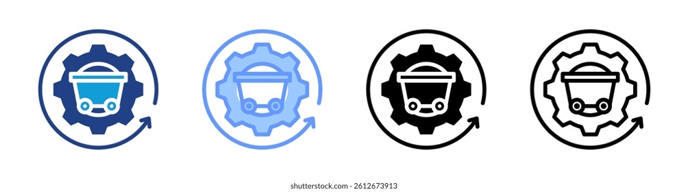 Quarrying Process icon set multiple style collection