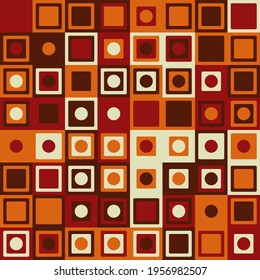 Cuartel cuadrado de color marrón. Mosaico en mosaico. Ornamento abstracto vectorial. Círculos adentro.