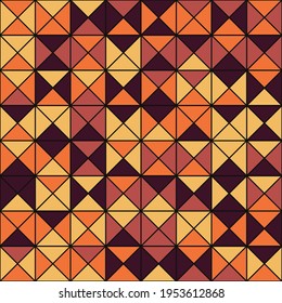 Cuadrados de arte en tonos rosa y naranja. Baldosa de cuatro piezas. Vector.