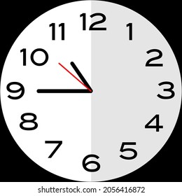 Quarter to 11 o'clock or Fifteen minutes to eleven o'clock analog clock. Icon design use illustration flat design