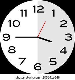 Quarter to 4 o'clock or Fifteen minutes to four o'clock analog clock. Icon design use illustration flat design