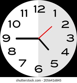 Quarter to 5 o'clock or Fifteen minutes to five o'clock analog clock. Icon design use illustration flat design