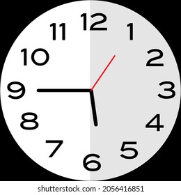 Quarter to 6 o'clock or Fifteen minutes to six o'clock analog clock. Icon design use illustration flat design