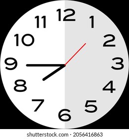 Quarter to 8 o'clock or Fifteen minutes to eight o'clock analog clock. Icon design use illustration flat design