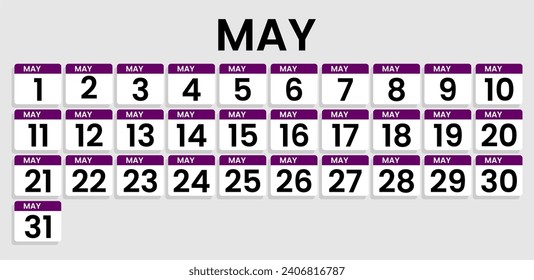 Quarter calendar template for 2024. Wall calendar grid in minimalist style. starting from 1 to 30. Latest calendar for all months